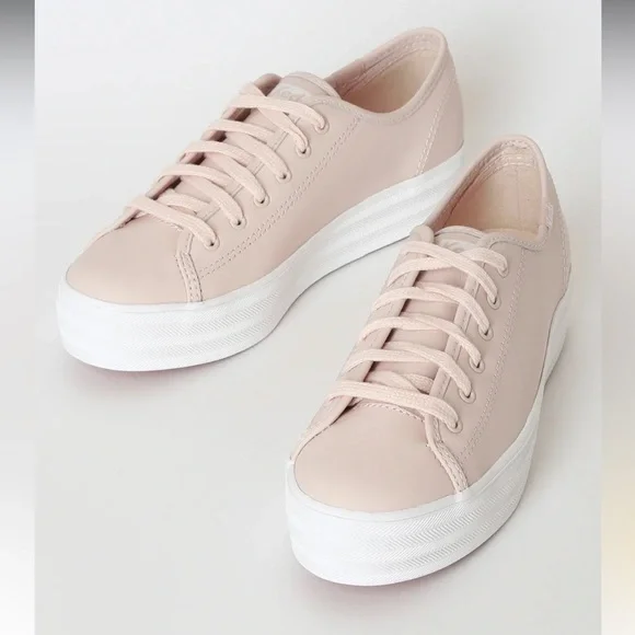 Keds Shoes Keds Triple Kick Blush Leather Platform Sneakers